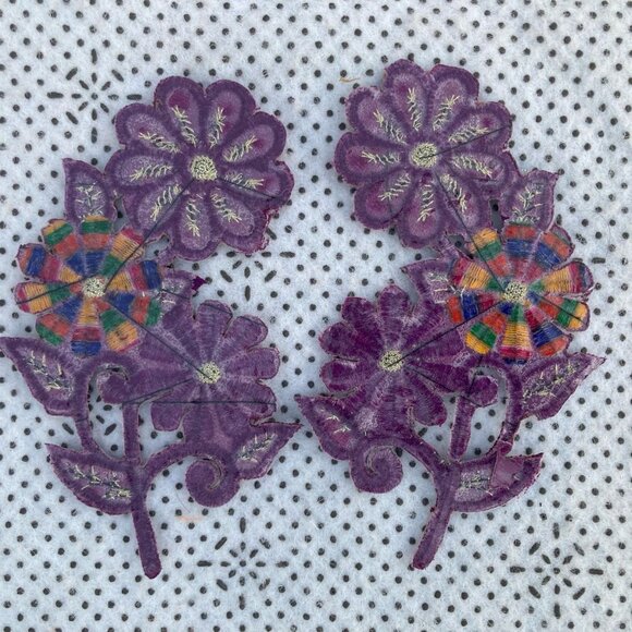 Embroidery Patches Iron On Purple Embroidery Applique Patches Set of 2 - Picture 3 of 6